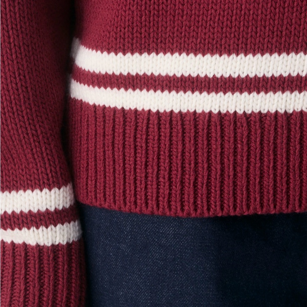 TNA Burgundy and White V-Neck Sweater - Picture 3 of 6
